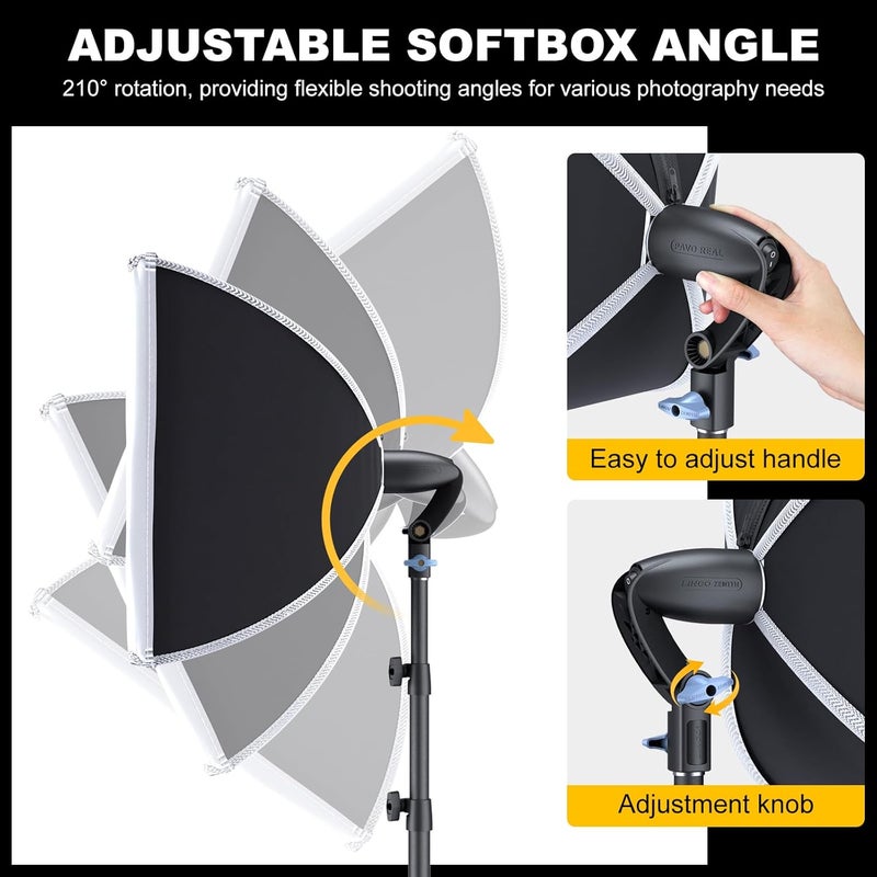 Lincostore Softbox Photography Lighting Kit 16'' x 16'' Professional Softbox Lighting Kit with 85W 3000-6500K LED Bulbs, Studio Lights for Photography/Video Recording/Live Streaming - Image 3